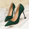 Korean fashion sexy slim high heeled shoes women’s shoes thin heeled high heeled suede shallow mouth pointed shoes