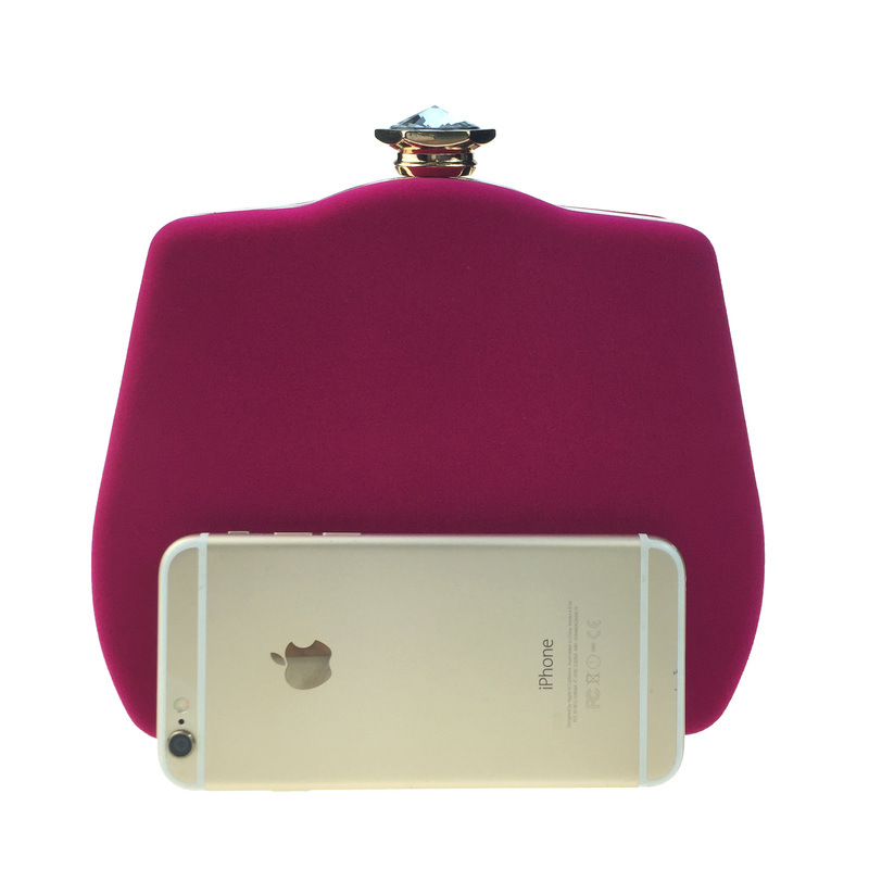 Túi clutch nữ dạ tiệc nhung hình quả bầu đính đá hộp cứng kèm dây xích — Màu đỏ, Màu đỏ rượu, Màu tím, Màu xanh lam chi tiết 33