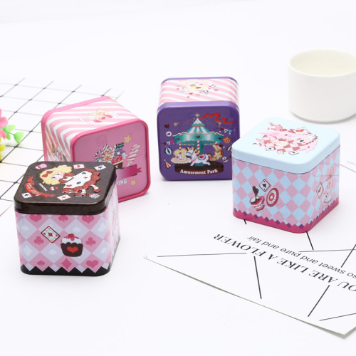 Creative Square Embossed Storage Box, Tin Cartoon Packaging Box, Metal Accessory Packaging Tin Box