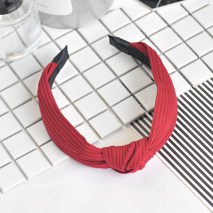 Estilo coreano exquisito accesorios para el cabello tocado nueva pajarita tela de punto diadema cruzada de borde ancho diadema de rayas para las mujeres