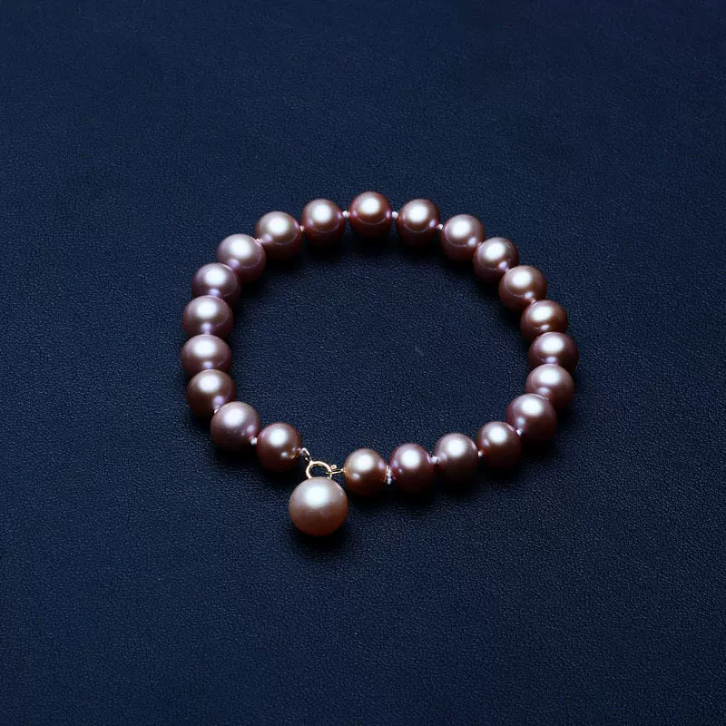 淡水珍珠手链 18k金 近圆强光几乎无暇珍珠首饰