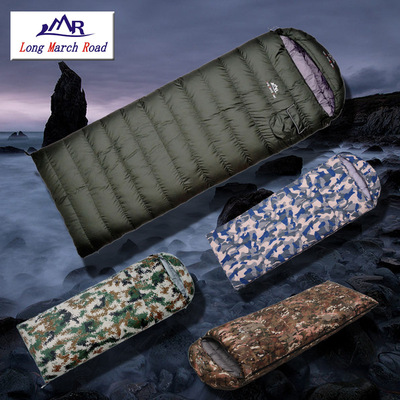 LMR 軍綠迷彩羽絨睡袋OEM 戶外成人超輕羽絨睡袋冬季室內加厚保暖