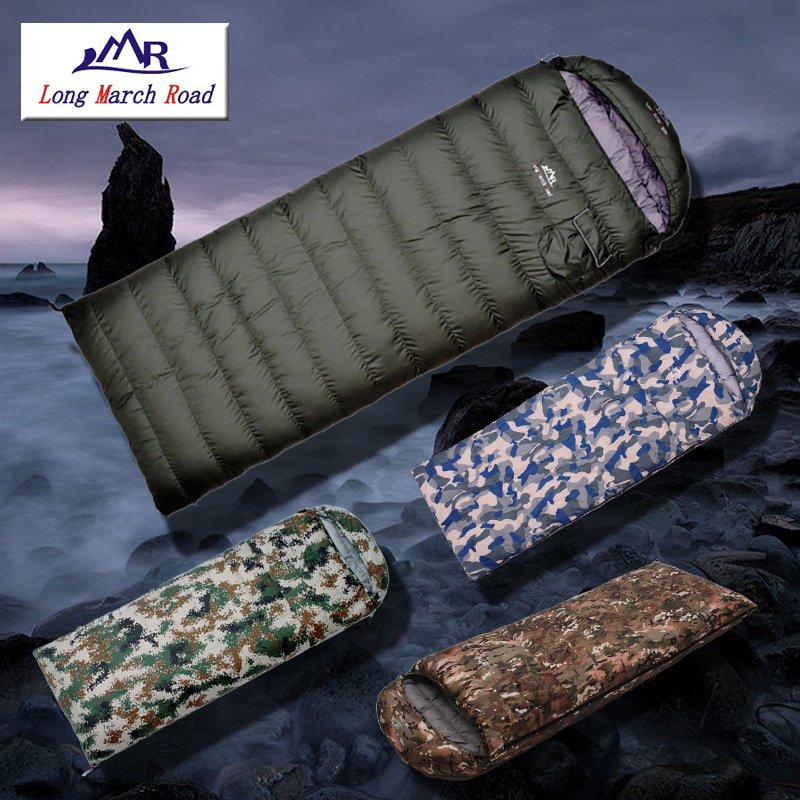 LMR 軍綠迷彩羽絨睡袋OEM 戶外成人超輕羽絨睡袋冬季室內加厚保暖