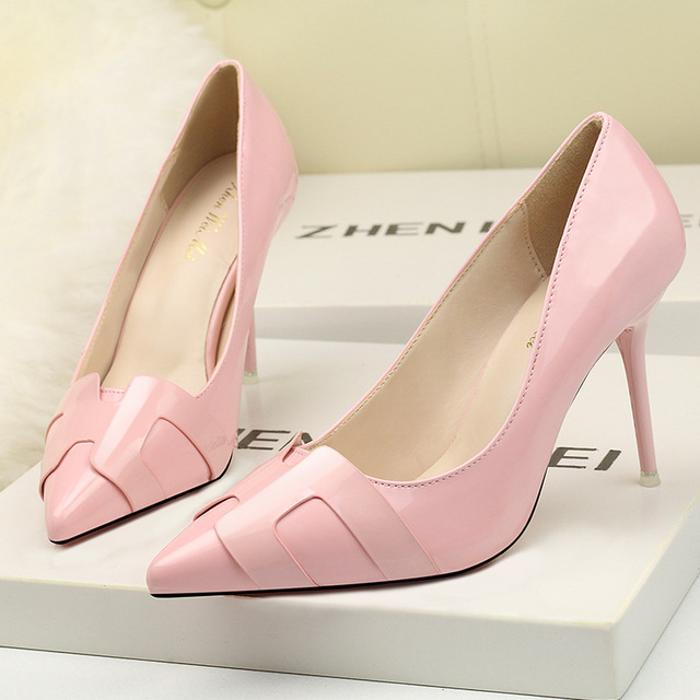 Fashion Slender High-heeled Shoes Fine-heeled Spiked Pure Painted 