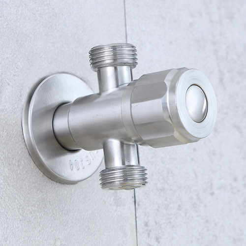 Water heater three-way valve 304 stainless steel hot and cold one inlet two outlets high standard 4/2 double outlet toilet washing machine angle valve