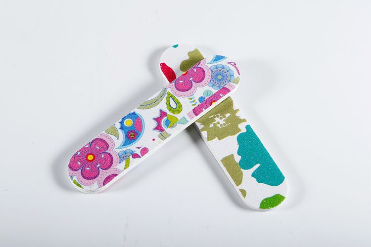 Color Block, Flower Pattern Retro Color Block Flower Sandpaper Nail File 1 Piece