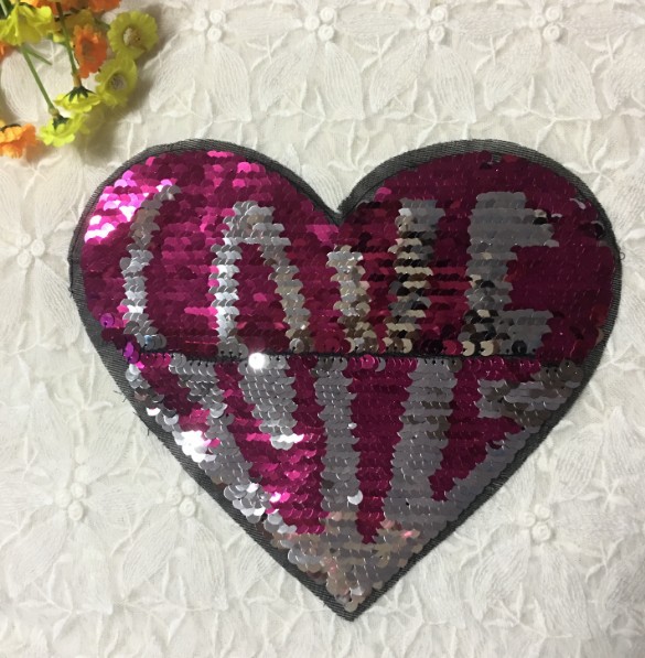 Clothing Accessories Color Changing Beads Embroidery Cloth Stickers Flip Sequins Embroidery Patch Stickers Peach Heart Patch display picture 7