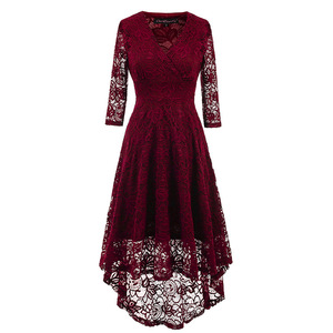 Europe new evening party bridesmaid lace swallow tail dress