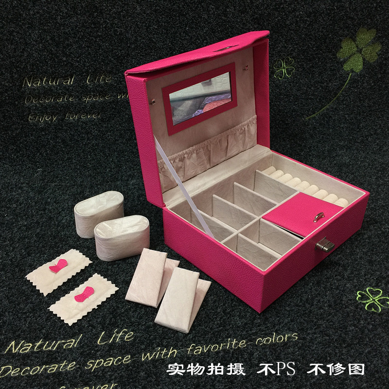 化妆箱定做简约纯色木质首饰盒创意化妆品盒 珠宝首饰收纳盒批发