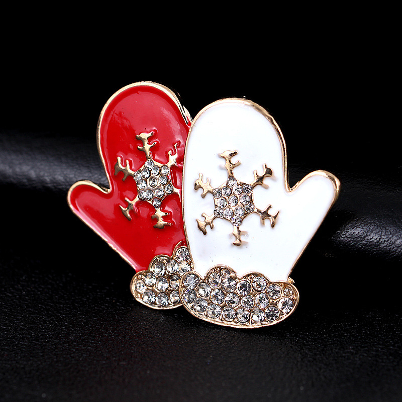 Cartoon Style Cute Gloves Snowflake Alloy Enamel Inlay Rhinestones Unisex Brooches display picture 2
