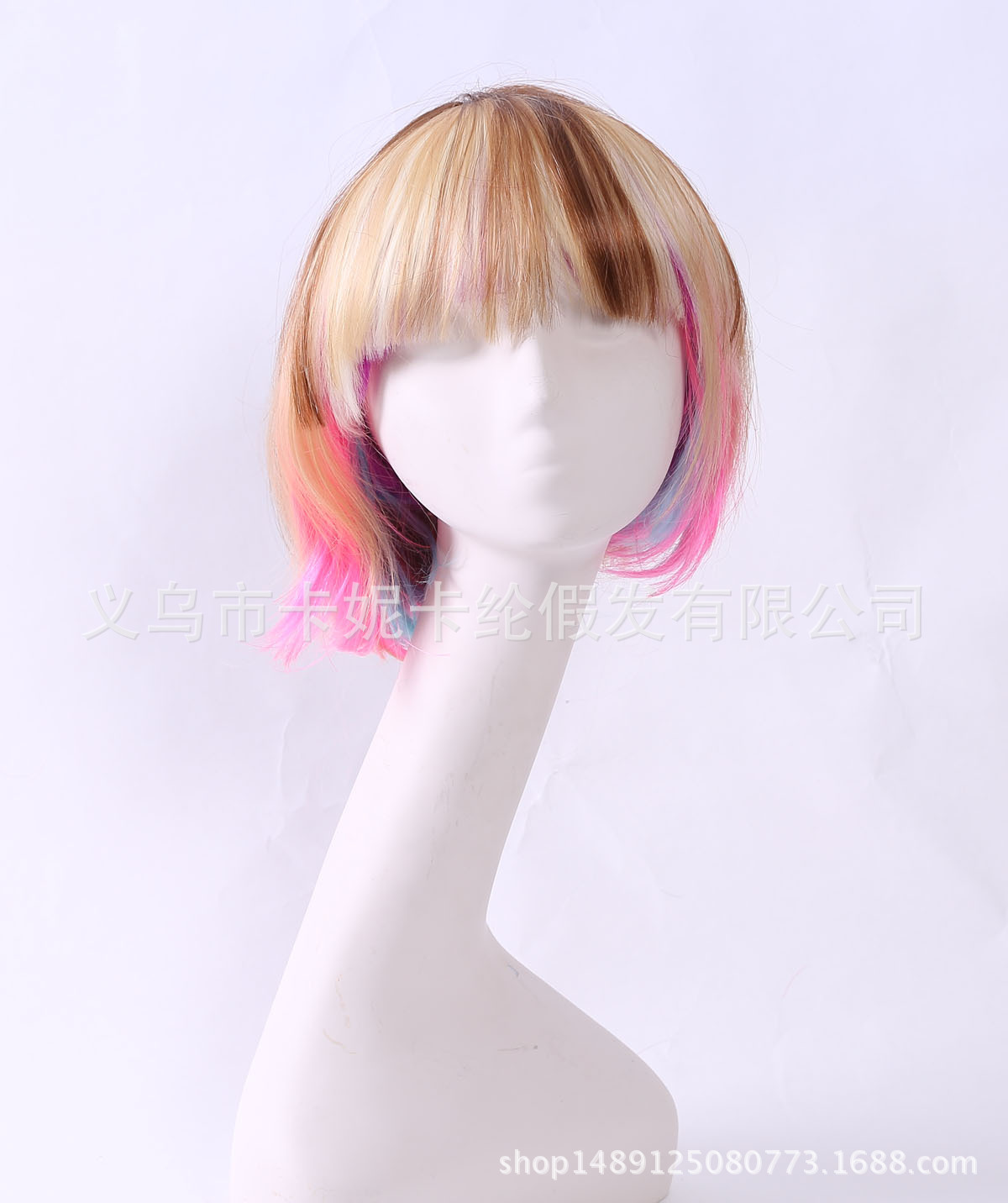 Student BoB hebilla de cabeza flequillo de moda peluca de personalidad de tendencia multicolor