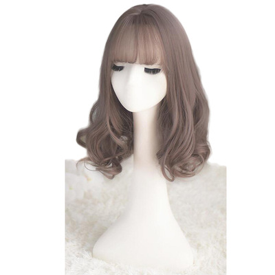 Wig fashion New air Bangs scalp Big wave Pear Curls factory wholesale Matte High temperature wire