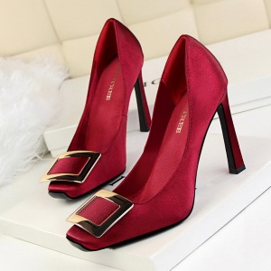 1028-1 the European and American wind high-heeled shoes high heel with shallow mouth silks