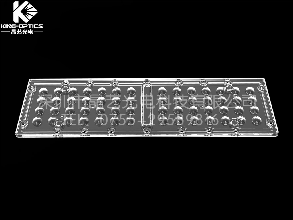 【厂家供应】光学透镜 3030灯珠56合1投光灯透镜-90度281*81mm