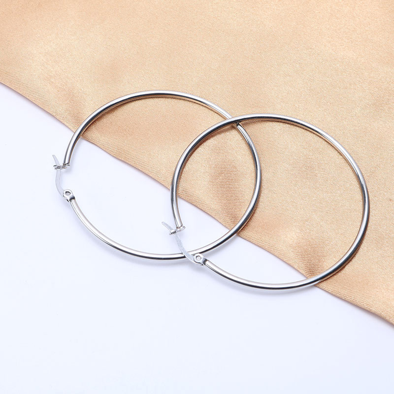 欧美个性几何金属耳环 夸张时尚圆形大耳圈 不锈钢女士防过敏耳饰|ms