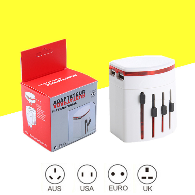 跨境货源 旅行 多功能多国转换插头 英规美规欧规 双USB充电器