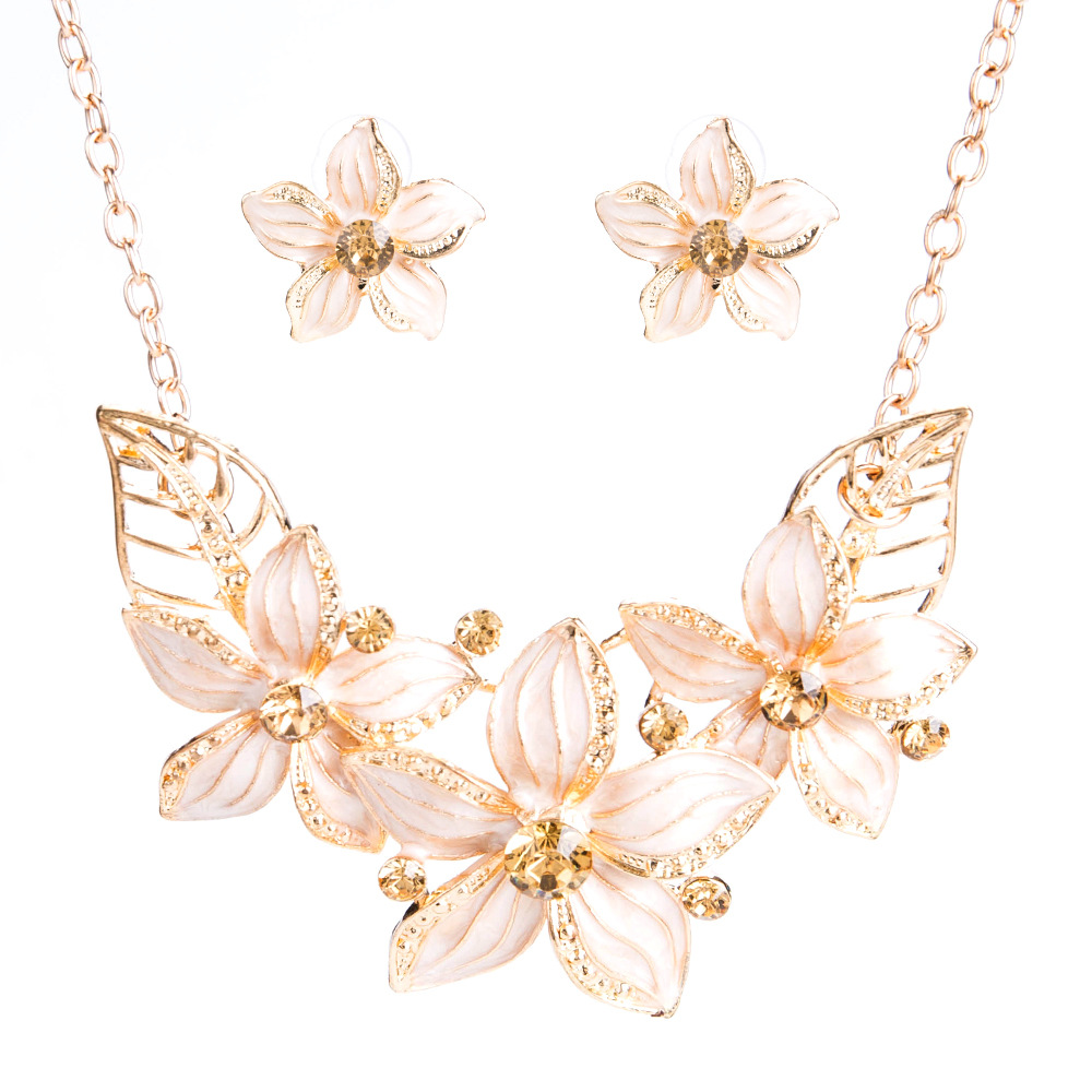 Exotic alloy plating Necklace Set (white)NHJE0462-white