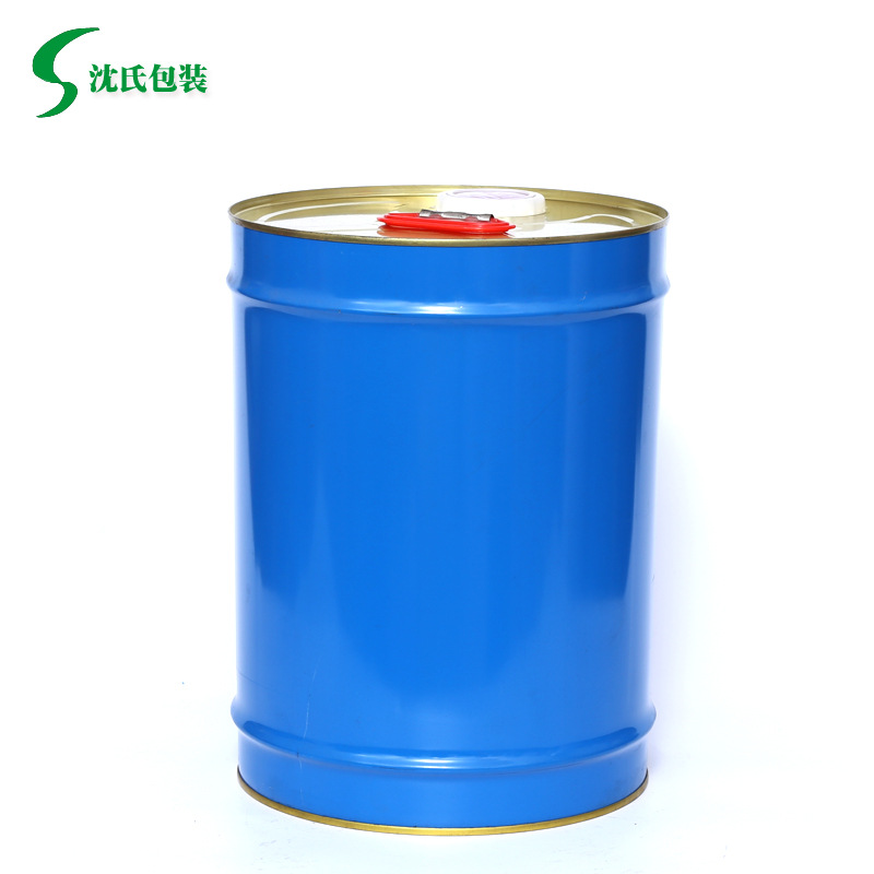 厂家批发20L蓝色圆型马口铁桶闭口铁皮汽油桶金属化工包装桶定 做