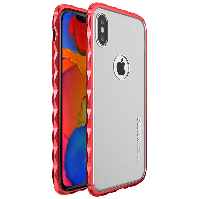Luphie Diamond Edge Slim Light Aluminum Bumper Frosted PC Back Cover Case for Apple iPhone X