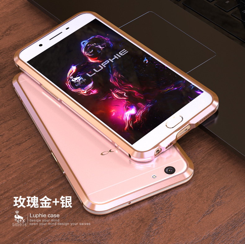 Luphie Bicolor Blade Sword Slim Light Aluminum Bumper Metal Shell Case for OPPO A59s & OPPO A59
