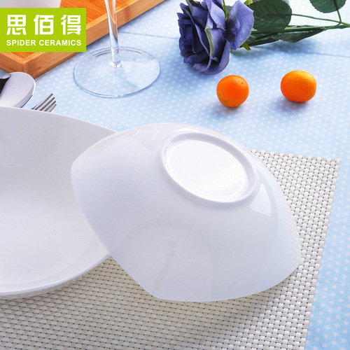 Pure white bone china-7-9 inches deep soup plate, square plate, Western plate, steak plate, ceramic tableware, dish plate, rice plate