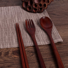 木质餐具大漆色楠木筷勺家用叉套装铁刀木筷子勺批发直销甜点西式