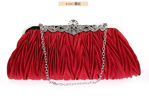 热销简洁晚宴包手拿包褶皱优雅手提包名媛淑女包7385