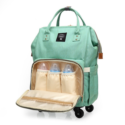 拉杆妈咪包时尚双肩妈咪包背包多功能大容量母婴包外出包厂家批发