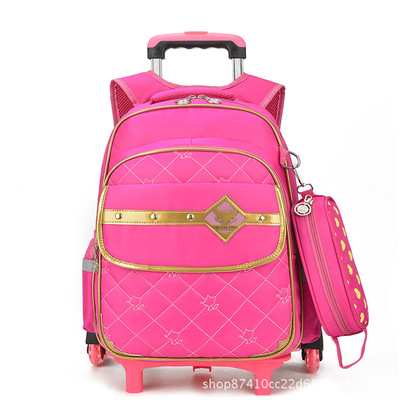 厂家直销新款六轮小学生拉杆书包儿童双肩背包1至5年级减负包|ru