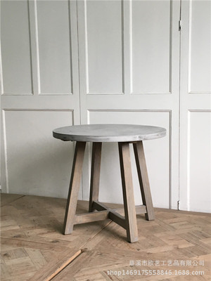 厂家供应欧式复古户外家具实木水泥边桌 花园休闲置物桌定制|ms