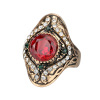 Retro fashionable ruby carved ring with pigtail, accessory, European style, wholesale