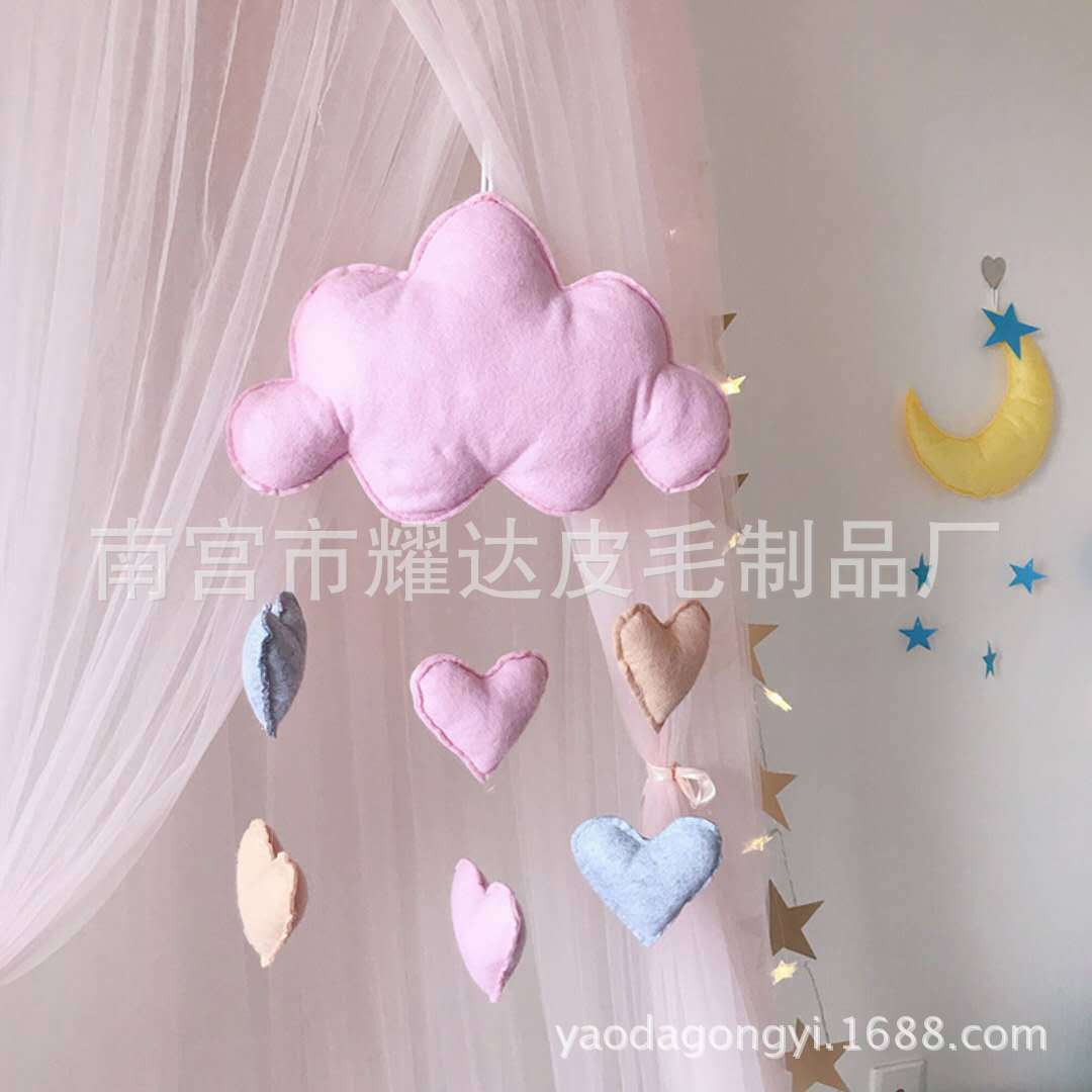 北欧风爱心 星星 云朵毛毡立体手工挂件 房间装饰墙饰壁饰挂饰