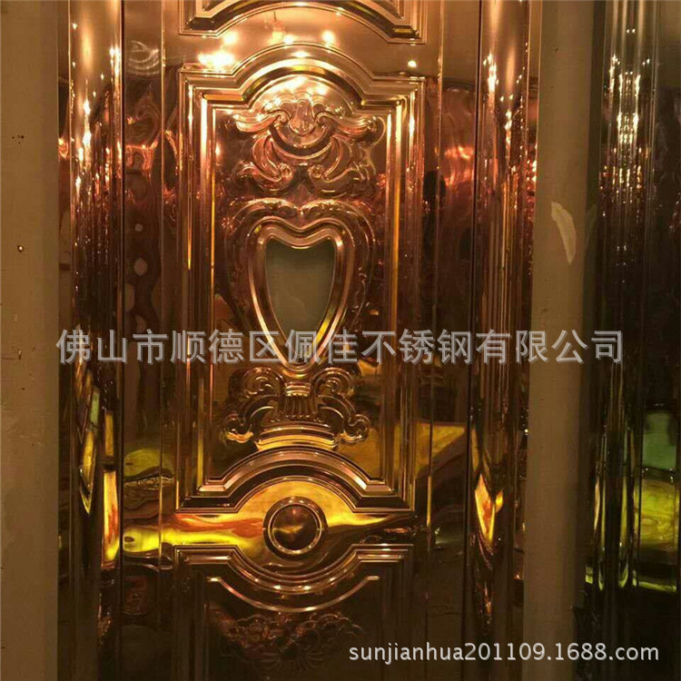 四川达州KTV酒吧酒店 彩色不锈钢包厢门板 KTV专用不锈钢玫瑰金板