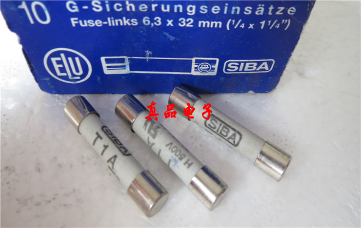 SIBA进口原装正品慢速熔断器芯保险丝6.3*32mm T1A 7006565 H500V
