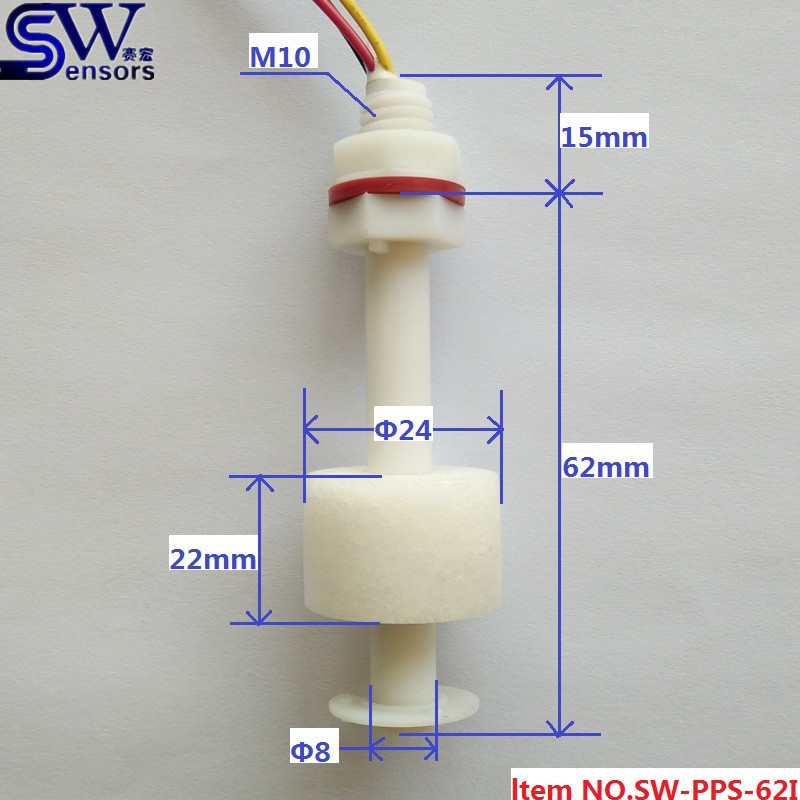 塑胶浮球开关水位报警器 磁性液位开关 长62mm  SW-PPS-62I-1A2