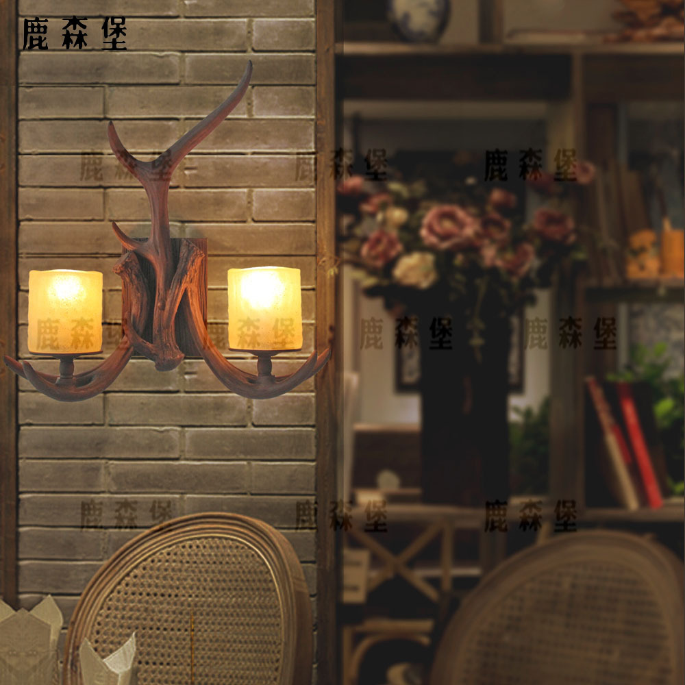 美式复古鹿角壁灯北欧创意个性餐厅客厅走廊书房服装店装饰壁灯-阿里巴巴