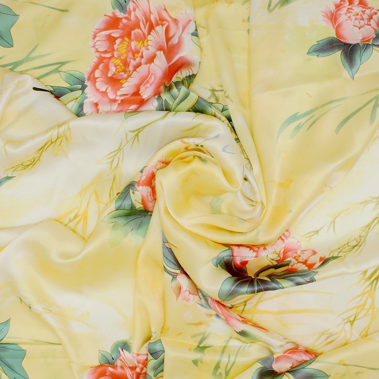 100桑蠶絲 純真絲面料 真絲布料素绉緞 服裝被套枕套用 蝶舞花影