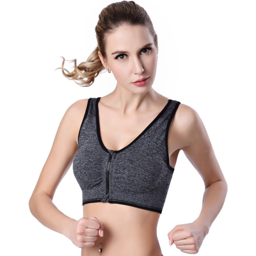 Front zipper sports bra fitness vest style shockproof sports bra plus size yoga bra running sports bra