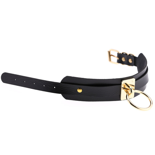 European and American punk street photography, trendy men and women, exaggerated sexy neck straps, oversized O-round metal BDSM restraint collars