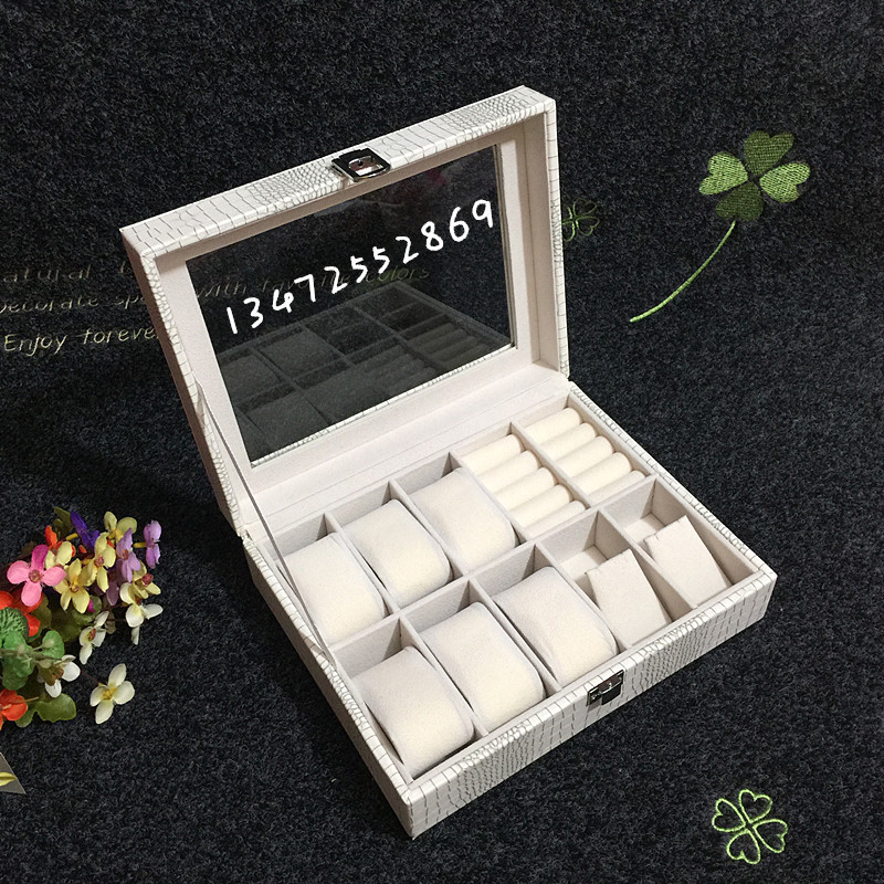 鳄鱼纹PU手表盒 家居收纳六座手表展示盒 外贸男款手表盒首饰盒