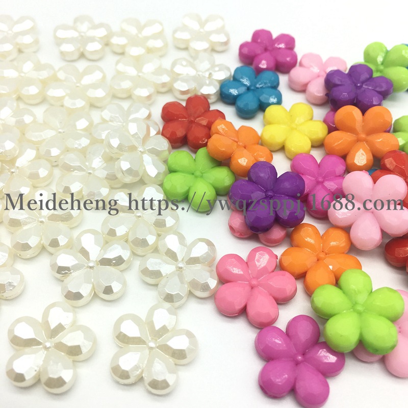 Solid color acrylic beads, ABS pearl jewelry, five-petal straight hole plum blossom beads, DIY earrings, plastic flower accessories detail image 5