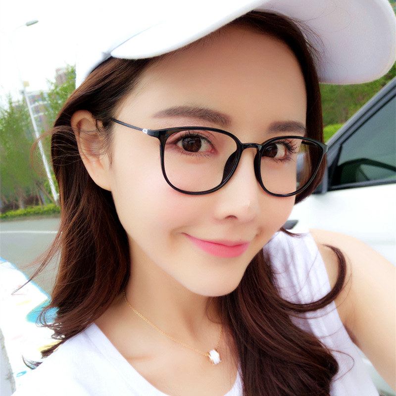 Up to the viewing glasses box female trend TR90 glasses frame men's Korean version of the literary retro student round flat glossy