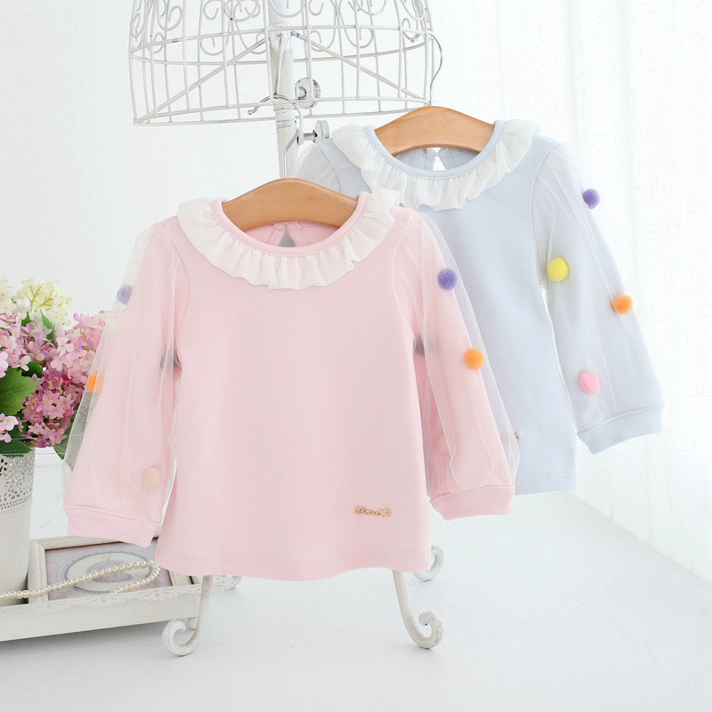 春季爆款童装IDEA FISH品牌0-3岁韩版甜美全棉小毛球套头衫R6635