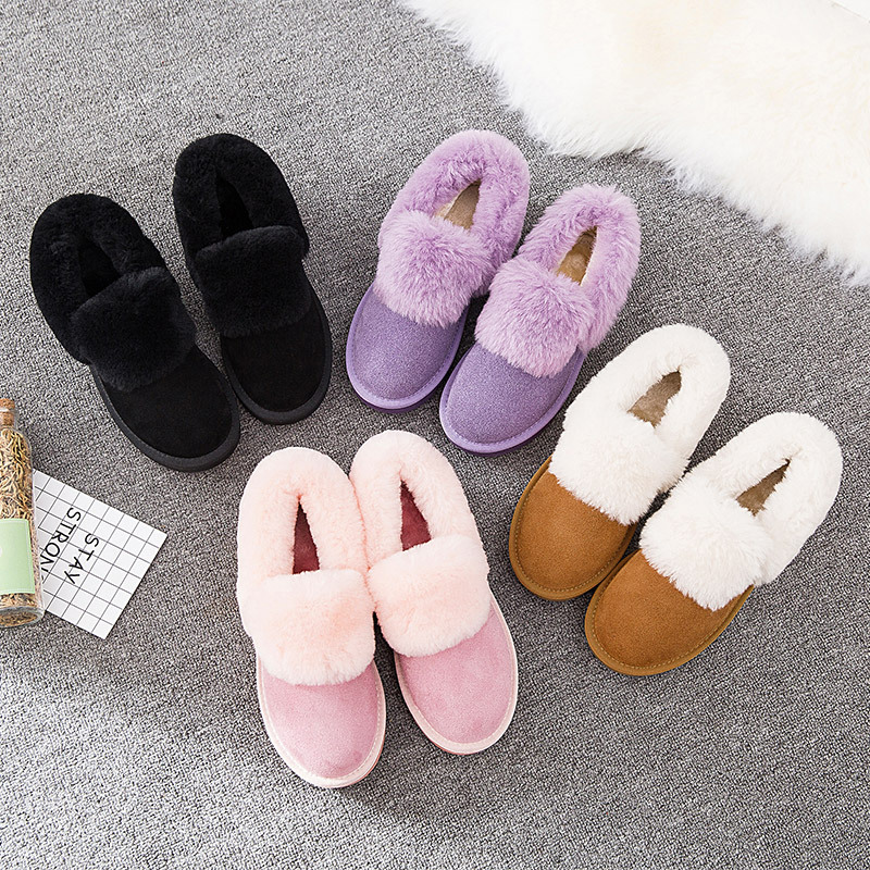 廠家直銷新款牛皮雪地靴女 羊毛壹體低筒保暖防滑毛毛鞋女士棉鞋