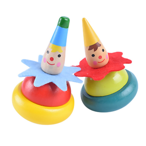 Foreign trade clown spinning top LLW02 cute wooden painted traditional top children's nostalgic toy 0.045