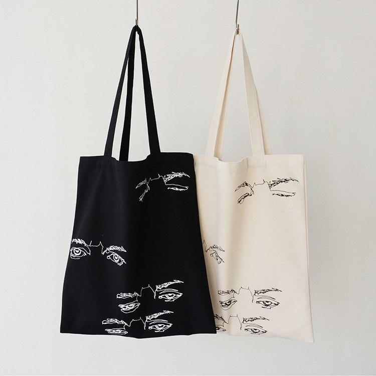 批发制作热转印烫画手提帆布袋 内置口袋磁铁扣拉链帆布包