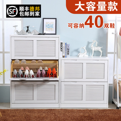 牡丹第一乡实木鞋柜超薄简约现代储物大容量隔断门厅翻斗玄关百叶