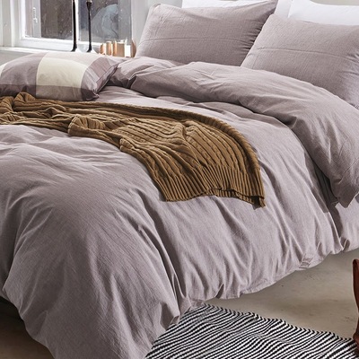纯色水洗棉四件套无印风格纯色素色全棉宾馆酒店客栈床品厂家批发|ms