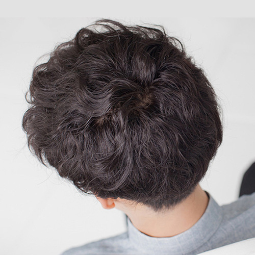 Fashionable Men's Wig Korean Style Male Hair Stylish Short Curly Wavy Realistic Hairpiece Wig Head Cover