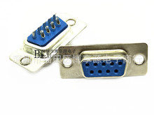 DB9 母頭RS232串口插頭9針 焊線 藍膠半金傳統  半圓九針接頭